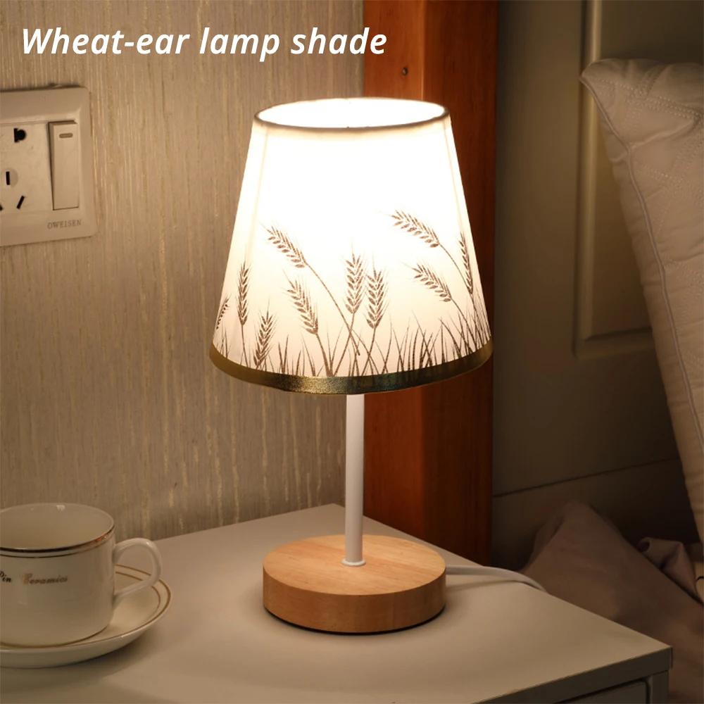 Decorative Cloth Solid Wood Nordic Table Bedroom Bedside Lamp Simple Creative Remote Control Small Night Light Energy Saving Led