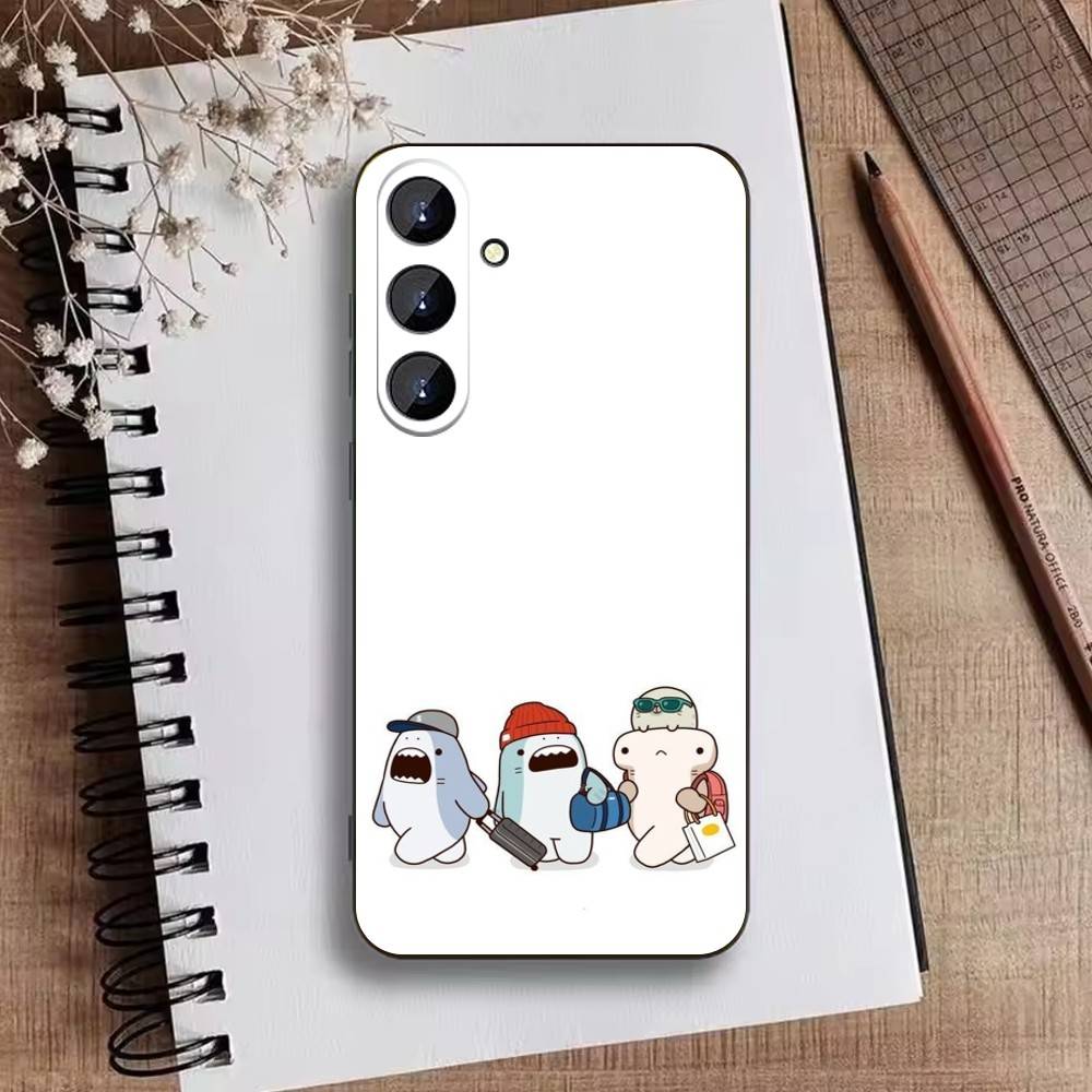 D-Cute Shark Phone Case For Samsung Galaxy A73,21,22,32,71,53,52,51,80,5G Soft Black Cover