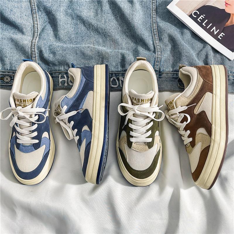 Fashion Blue Men Sneakers Flat Student Shoes Breathable Fashion Lace-Up Sneakers Men's Comfort Sports Jogging Shoes Zapatillas Hombre