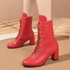 Stylish Women's Short Martin Boots With Rivets And Lace-up Design For Fall And Winter