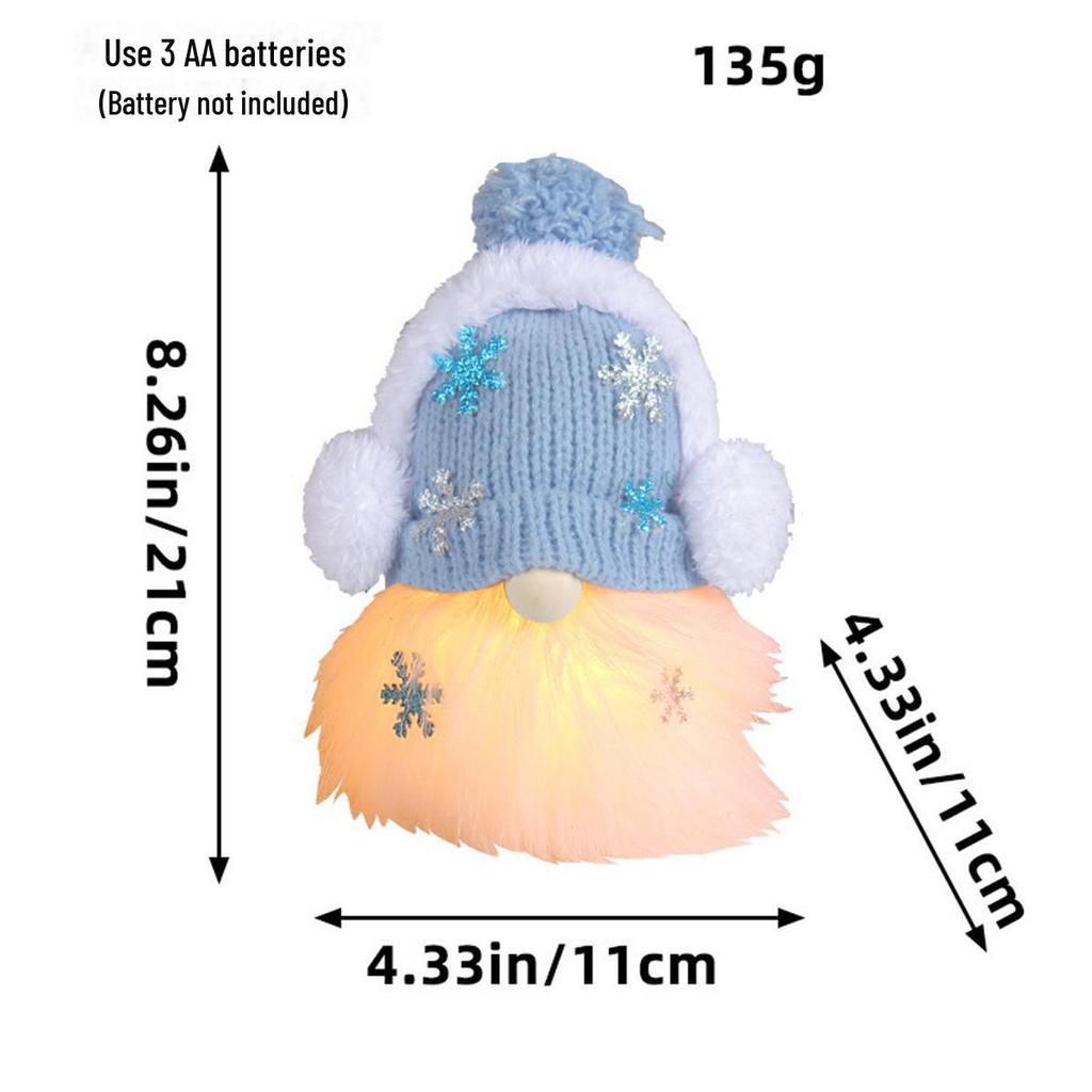 Кукла Рудольф и украшения в виде гномов без лиц с огоньками и пайетками для Рождества