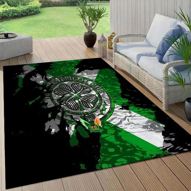 Celtic FC Flannel Pattern Square Carpet,Area Rug,Carpet Rug for Living Room Bedroom Sofa Playroom Decor,Non-slip Floor Mat