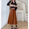 Solid Casual A-Line Skirts For Women Autumn Winter Vintage Women's High Waist Loose Midi Skirt Street Female Elastic Skirt