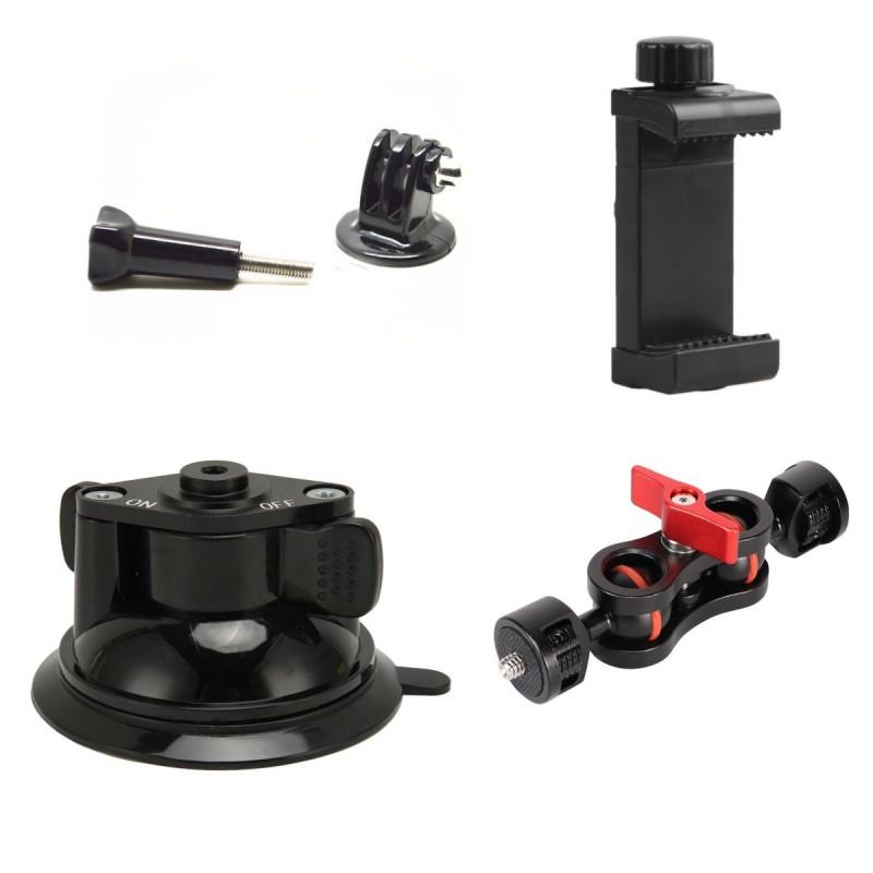 Universal Car Windshield Mount With Ball Head Tripod Adapter Action Camera Smartphone Gimbal