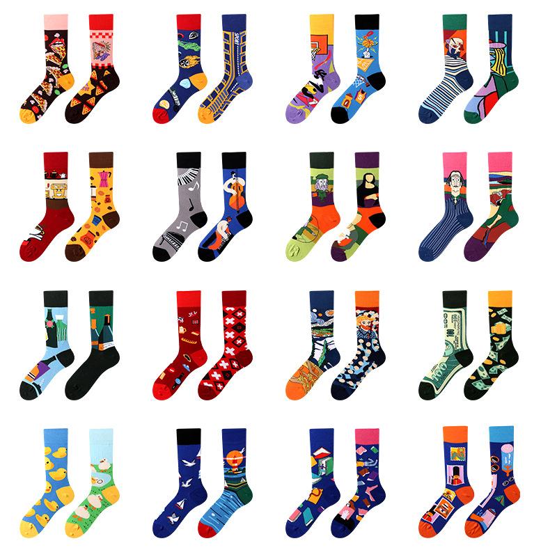 Creative and Fun Cartoon AB Trendy Asymmetric Mandarin Duck Men's and Women's Cotton Socks Medium High Socks