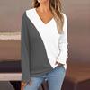Women's Fashion Casual V Neck Long Sleeve Printed T-Shirt Ladies Top