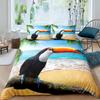 3D Toucan Duvet Cover Set Safari Animals Bedding Sets Tropical Jungle Birds Comforter Cover,Boys Girls Fresh Nature Quilt Cover