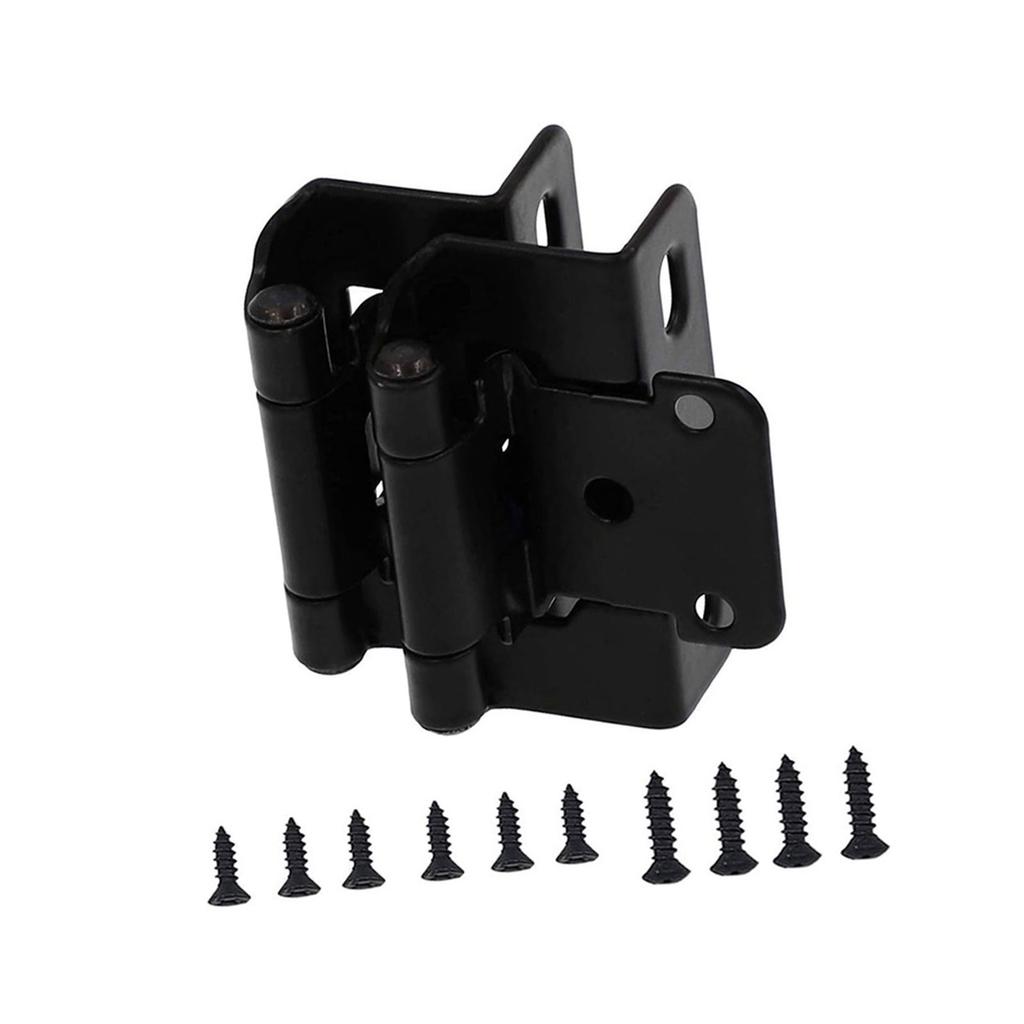 Pack of 2 Antique Steel Cabinet Hinges for Kitchen Door Partial Wrap Closing 1/2Inch Overlays Half Hide Designs