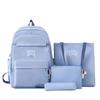 New Schoolbag Simple Solid Color Backpack for Girls Campus Students Four Piece Schoolbag Fashionable Travel Backpack