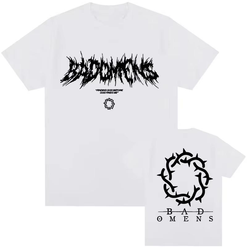Funny Bad Omens Band Logo Graphic T Shirt Men Women Hip Hop Fashion Vintage T Shirts Male Casual Oversized Short Sleeve T-shirt
