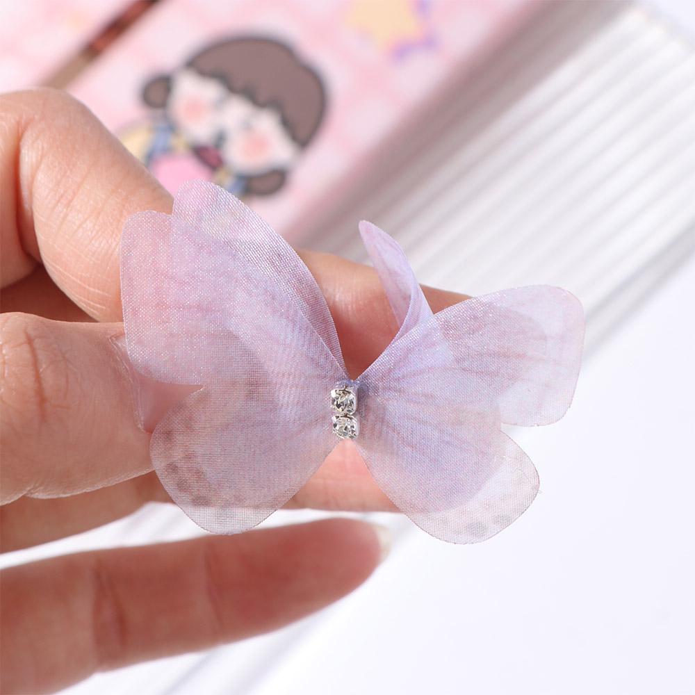 20 шт 3D марлевая аппликация бабочка аппликация ткань со стразами сетка бабочка нашивки ручная работа