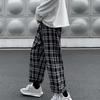 Мужские брюки в клетку Streetwear Широкие с эластичной талией Свободные Спортивные брюки для осени