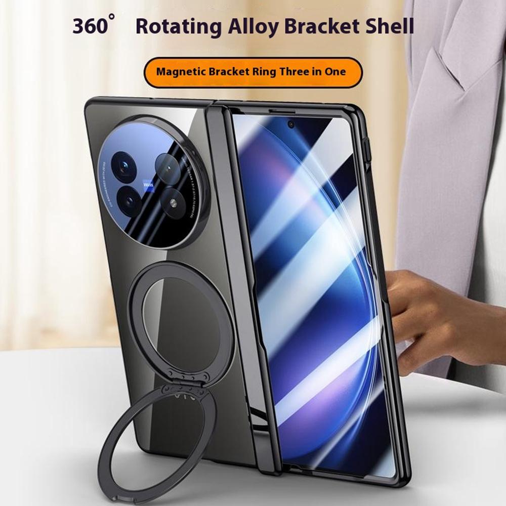 Чехол для vivo X Fold5 5G, совместимый с MagSafe, подставка, гальванизированная ПК-накладка для телефона с защитной пленкой для экрана