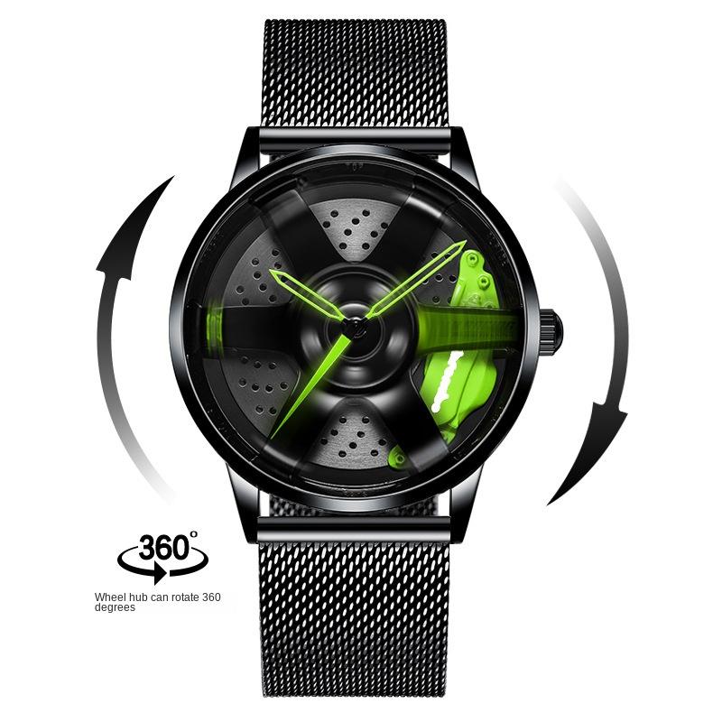 SVJ Genuine TE37 Wheel Hub Watch Трехмерный полый поворотный стол Стол для модификации автомобиля Водонепроницаемые светящиеся гидравлические мужские часы