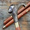 Antique Style Lion  Victorian Vintage Designer Brass Handle Cane Wooden Walking Stick