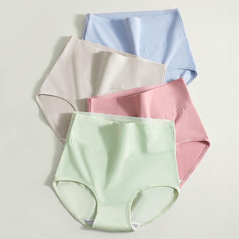 Большие размеры, 4 шт., хлопковые женские трусики с высокой талией, формирующее белье, дышащие трусики, женские трусы, утягивающее женское белье