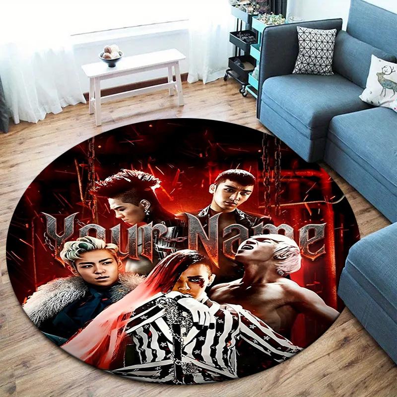 Ковер с музыкой Bigbang, с индивидуальным именем, круглый, для гостиной, спальни, дивана, игровой комнаты, Декор, противоскользящий коврик