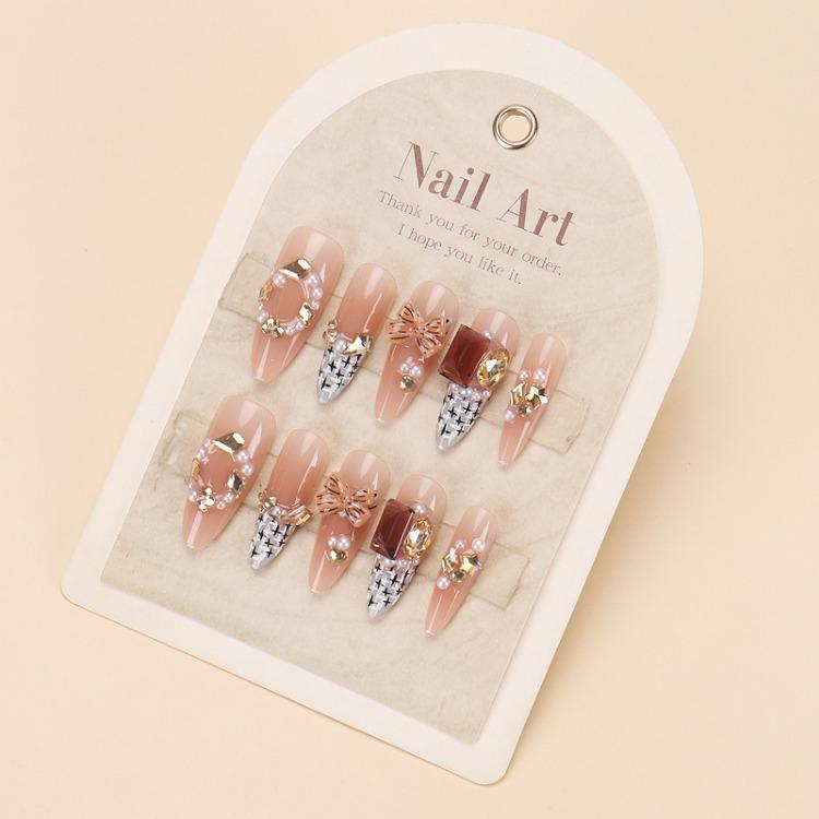 Wearing Nail Advanced Sense Spring and Summer Flash Diamond Butterfly Handmade Nail Piece Spice Girl Wearing Nail Piece