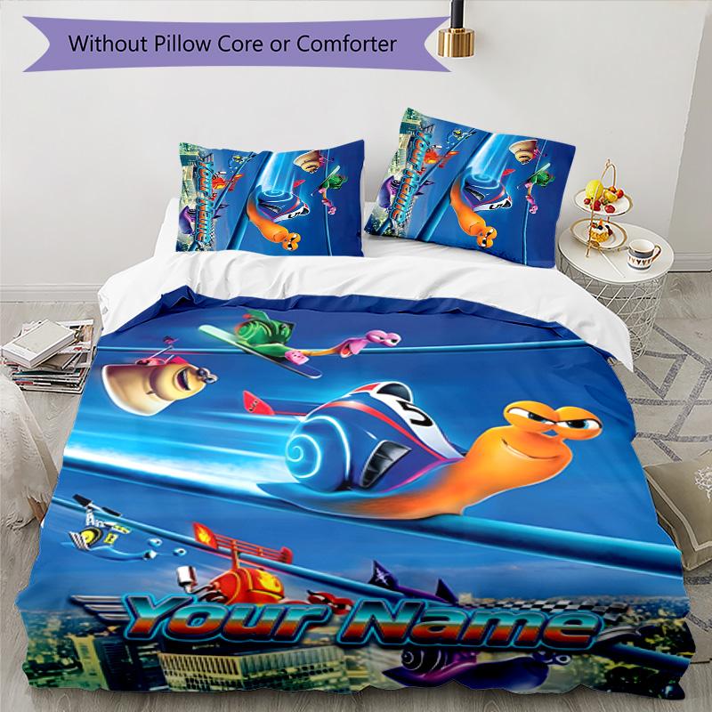 3pcs TURBO Cover Set - Personalized Name, HD Printed Bedding with 1 Cover and 2 Pillowcases - Perfect for Home Decor, Easy Care