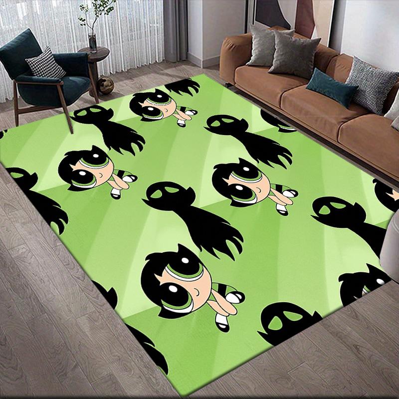 Dreamy The Powerpuff Girls anti-slip floor mat, rectangular carpet for bedroom, game room and living room