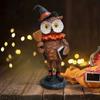 Cute Spooky Shelf Sitters Wooden Halloween Resin Figurines, Pumpkin Scarecrow Wizard Owl Black Cat Figurine Statue, Rustic Desktop Tabletop Ornaments