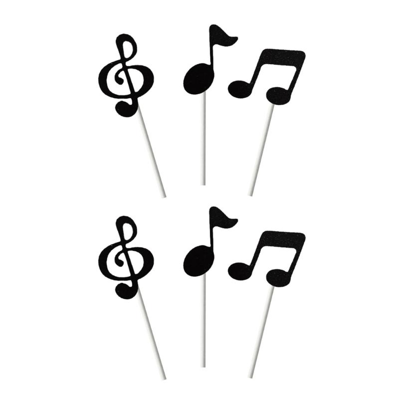 Single Unit Musical Note Cake Insert Decorations Recyclable Music Symbol Shape Cupcake Accessory Party Supplies