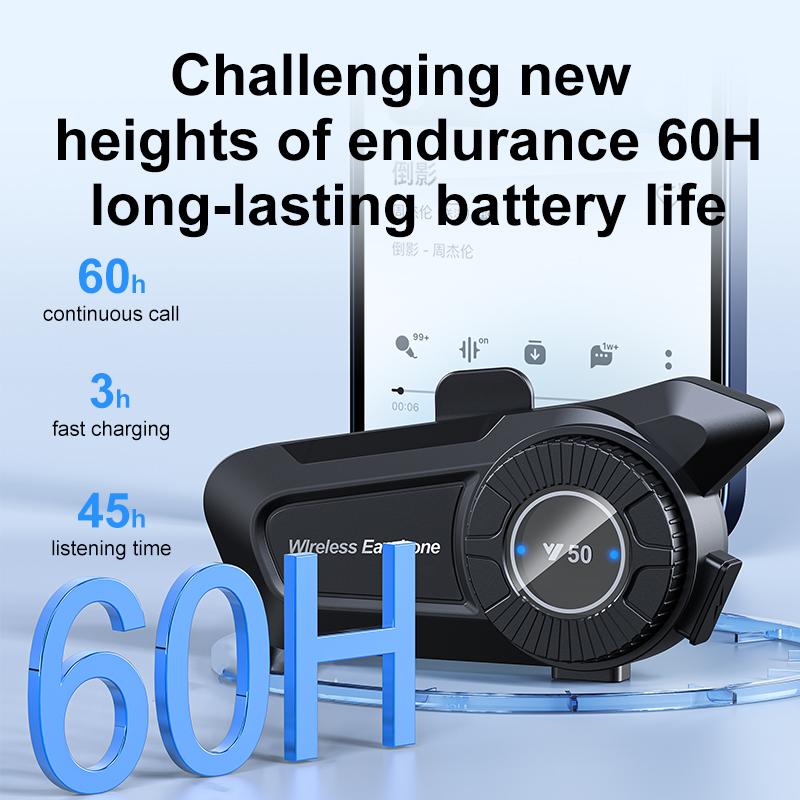 Мотоциклетный шлем гарнитура Bluetooth 5.3 голосовое управление беспроводной Hands Free вызов 1800mAh водонепроницаемый коммуникатор динамики наушники