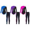 Kids Girls Long Sleeve Mock Neck Contrast Color Gymnastics Leotards with Leggings Outfits Athletic Set