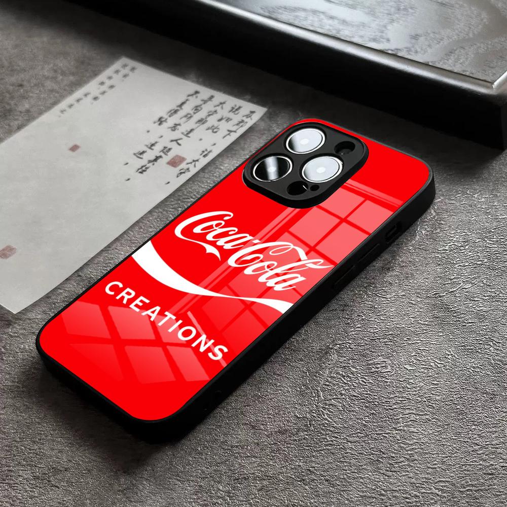 Чехол для телефона C-Coca-Fashion Cola для 17 Pro Max IPhone 16 Pro 15 12 11 13 Mini X XR XS 14 Plus SE Стеклянная крышка