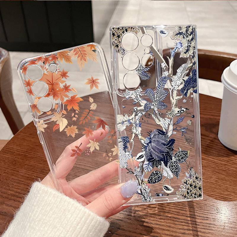 Красочный Цветочный Чехол Для Samsung Galaxy S26 Ultra S25 FE S24 S23 S22 A54 A15 A35 A55 A16 A36 A56 A17 A37 A57 5G Прозрачный Мягкий Чехол