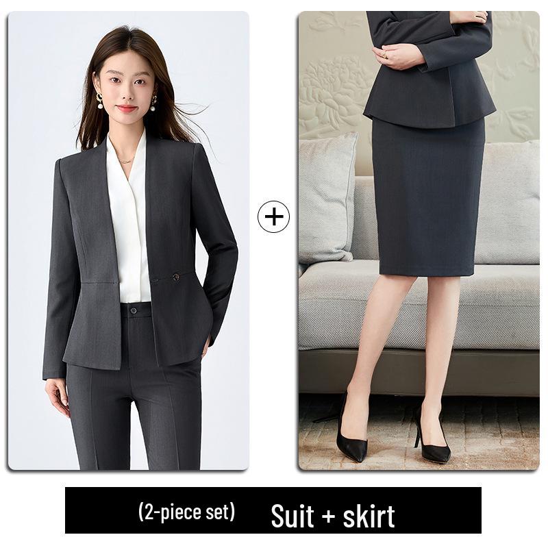 2025 Women's White Suit Set: Spring/Autumn Salon Reception Workwear Blazer