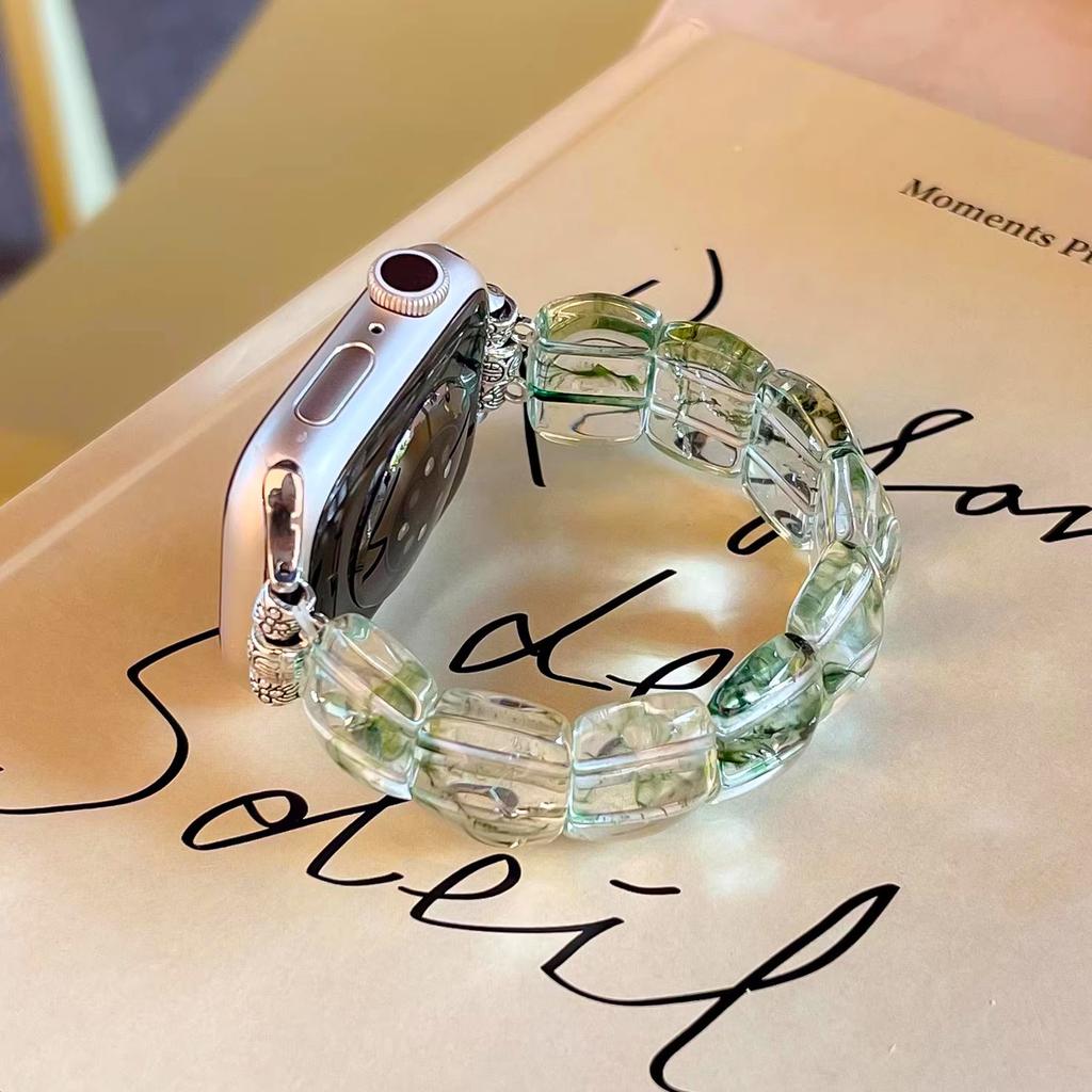 Ремешок для умных часов для Apple Watch S9/8/7/6/5/4/3/2/1/se/Ultra, регулируемый браслет из смолы, летний кристалл для леди, девочек, женщин, 49 мм, 45 мм, 44 мм