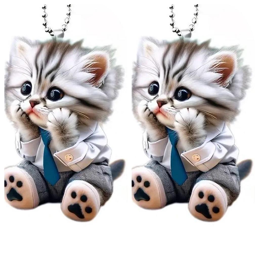 Автомобильный кулон, подвесное украшение с цепочкой, легко повесить, реалистичное животное, зеркало заднего вида в форме кошки, подвесной декор, аксессуары для салона автомобиля