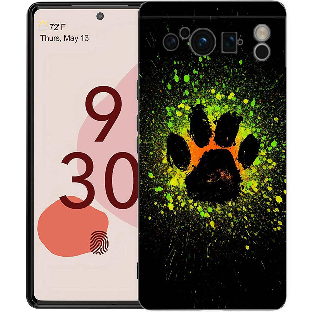 Чехол для телефона Google Pixel 6 7 8 9 Pro XL 8A 7A 6A Черный чехол Мягкий корпус Отпечаток лапы собаки Лапа Милый
