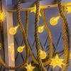 Светодиодные солнечные гирлянды-звезды на джутовом шнуре для декора сада и балкона