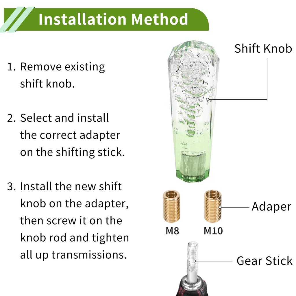 HOPESPANNER Алмазный двухцветный хрустальный набалдашник рычага переключения передач Акриловый набалдашник рычага переключения передач 2 адаптера для автоматических и механических транспортных средств Whi