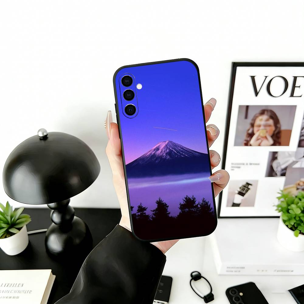 Мечтательный чехол для телефона с изображением горы Фудзи для Samsung Galaxy A73, A72, A71, A70, A53, A52, A51, Другие Мягкая черная крышка