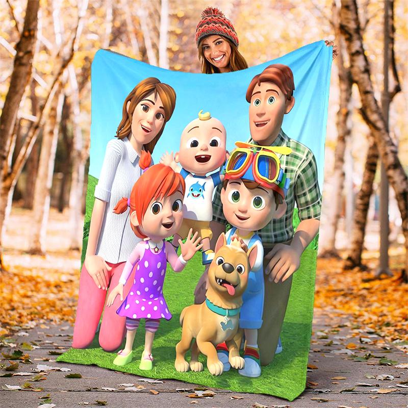 Cocomelon Flannel Blanket Soft Warm All-Season Throw, Design for Camping, Car Travel, Hiking Sofa, Bed, Office Perfect Gift for Parties