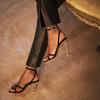 Fashion 2025 French Summer New Pointy Line With Golden Party Sandals For Women Casual Hollow Open Toe High Heels