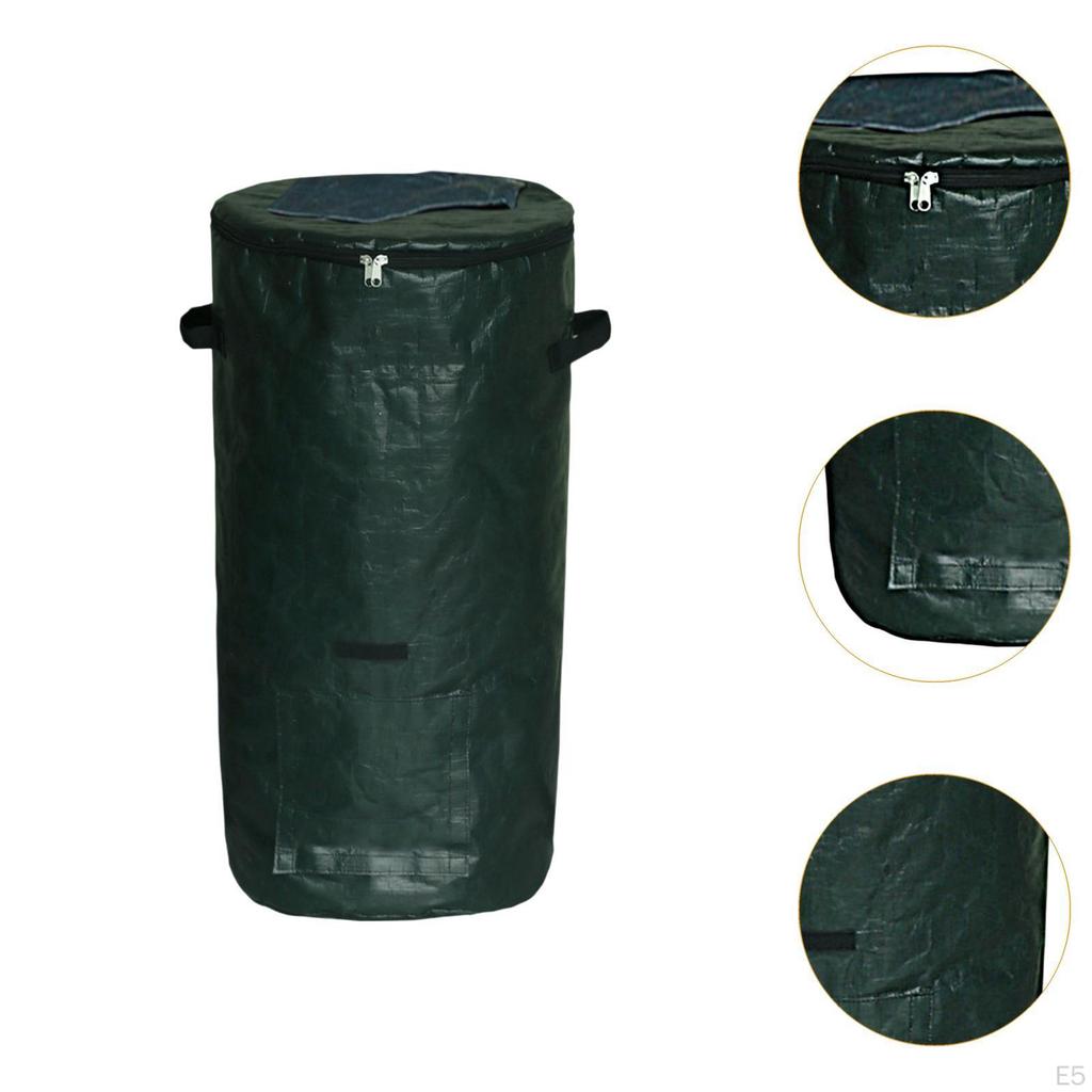 Мешок-контейнер для компоста для улицы, для сада, для двора, для отходов газона, с крышкой на молнии и ручками для сада