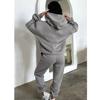 Женский однотонный комплект осенне-зимнего флисового свитшота с длинными рукавами и капюшоном, модный повседневный толстовка, брючный костюм