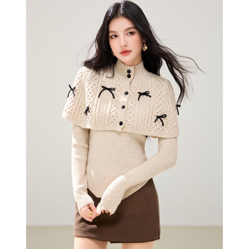 Red High Neck Patchwork Sweater & Skinny Knitwear Two-Piece Set, 2026 Lazy Style