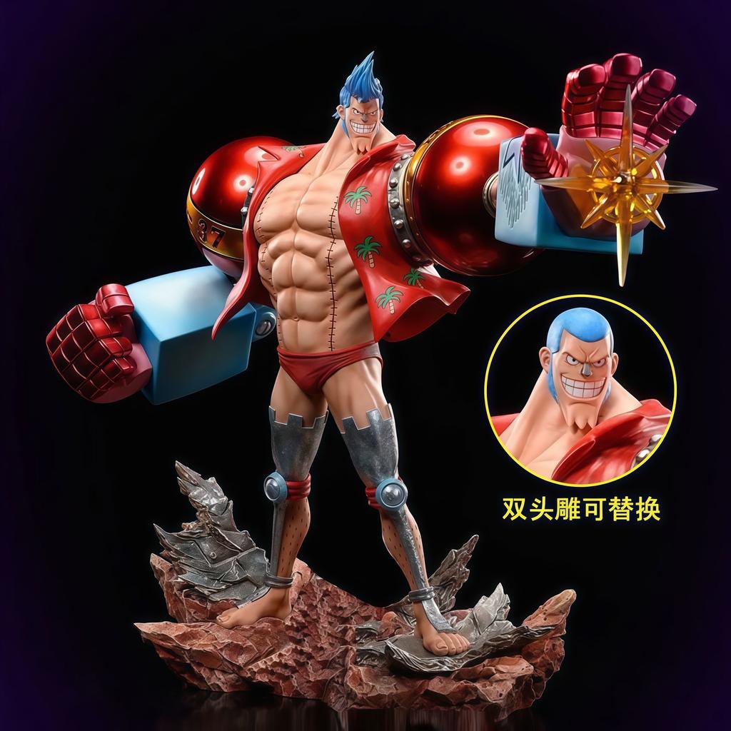 28 см One Piece Lx Франкки GK Двухголовая статуя GK Персонаж Комната Настольный дисплей Украшения.
