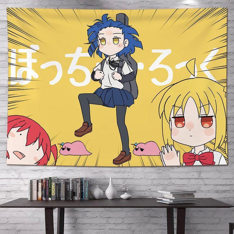 VIKAMA Japanese Cartoon Anime Tapestry Lonely Rock Cute Band Girl Wall Hanging for Living Room Bedroom Esports Room Decor