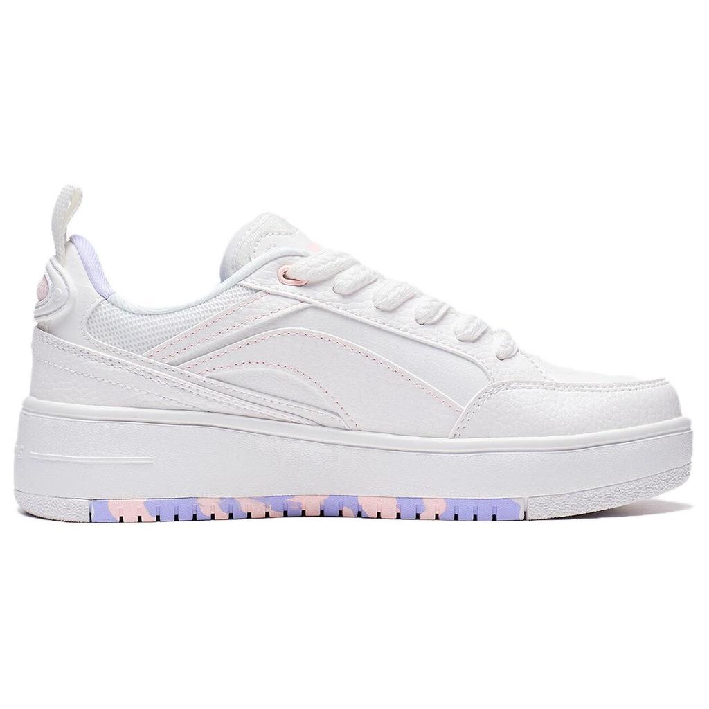 Li Ning Floating Light Non-Slip Wear-Resistant Low-Top Skate Shoes Women Skate Shoes White Purple Pink AGCT142-4