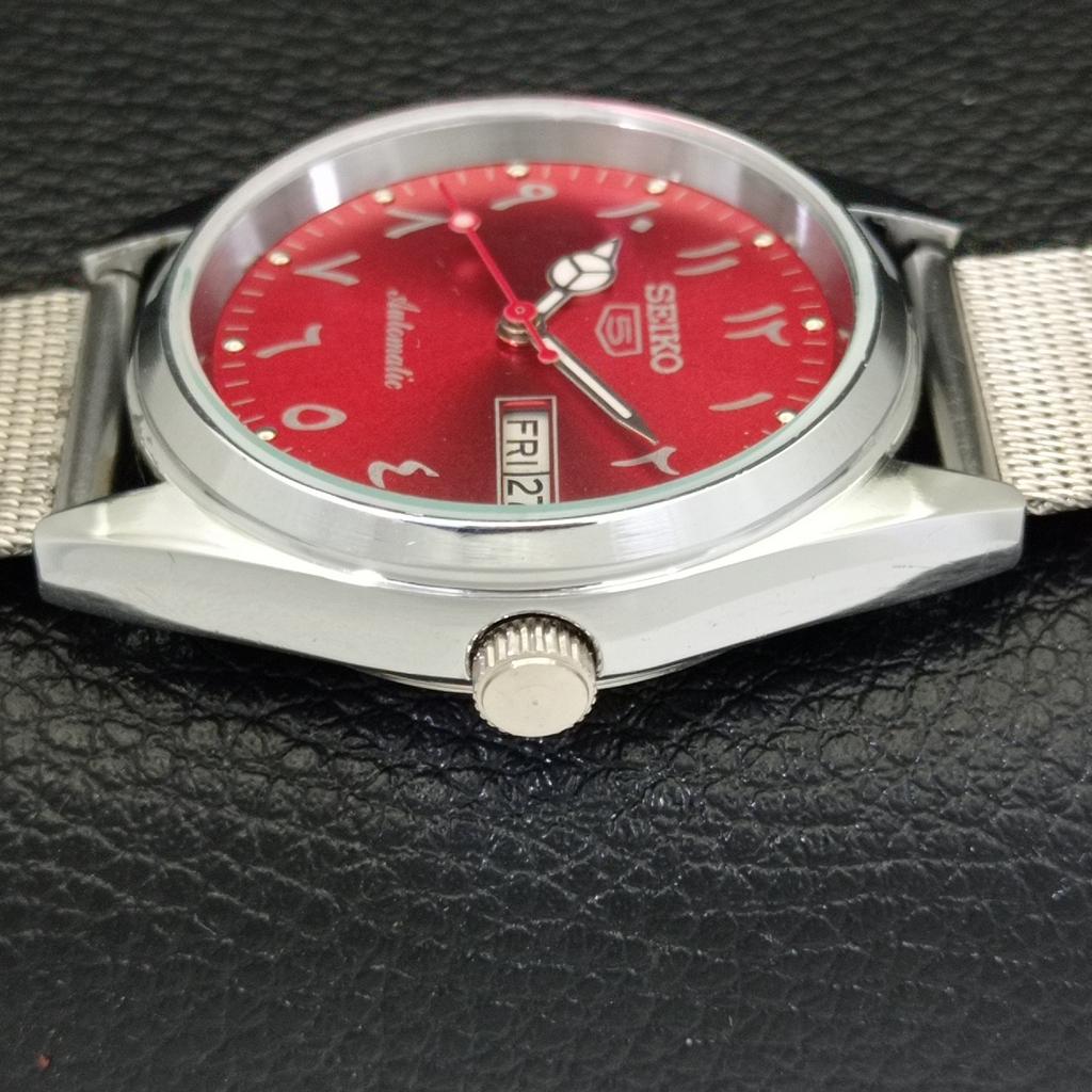 ОТРЕСТАВРИРОВАННЫЕ ВИНТАЖНЫЕ МУЖСКИЕ ЧАСЫ SEIKO 5 АВТОМАТИЧЕСКИЕ 6309A ЯПОНИЯ КРАСНЫЙ ЦИФЕРБЛАТ a441179-4