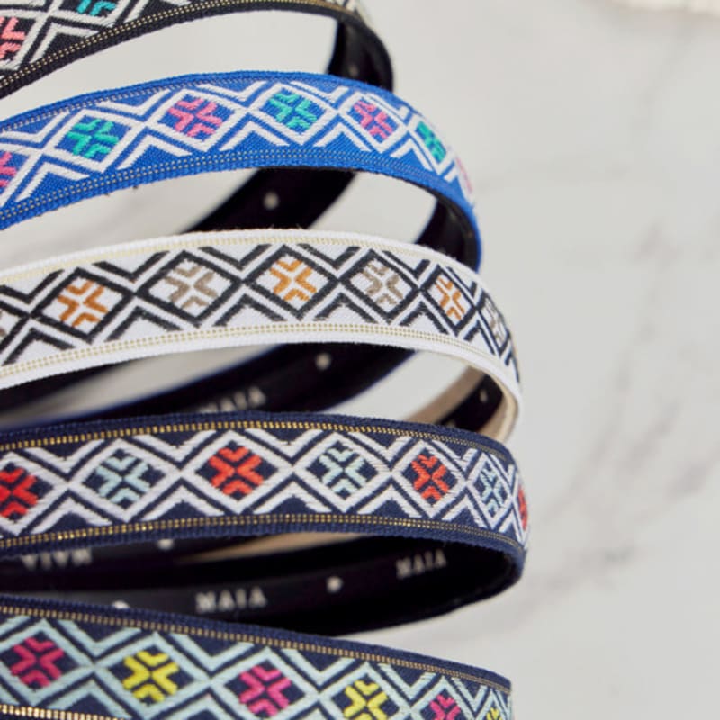 МАЙЯ Повязка на голову с ромбовидным узором (Выберите 2) - синий