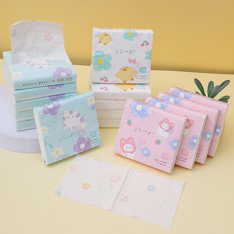 Портативные детские салфетки для лица: 40 листов, Первичная древесная масса, Для влажного и сухого использования