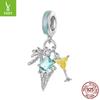 S925 Silver Beach Pendant Cocktail Ocean Style Personality Diy Bracelet Beaded Accessories