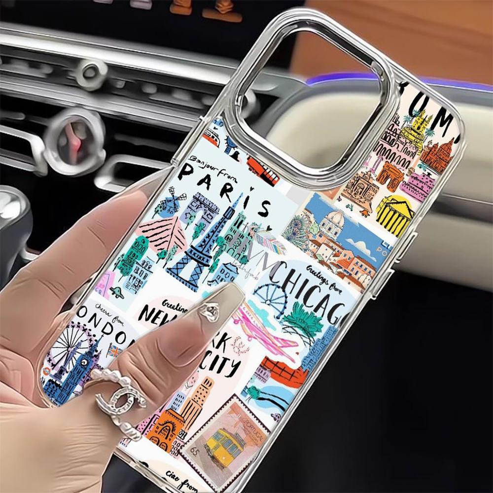 Travel City Phone Case For Iphone 17 15 16 14 Plus 13 Pro Max 12 11 17E 16E 17Air Funda Coque Anti-Slip Phone Cover